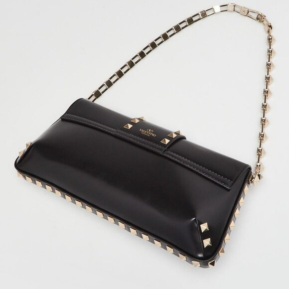 Valentino Black Brushed Leather Rockstud Shoulder Bag - Picture 4 of 12